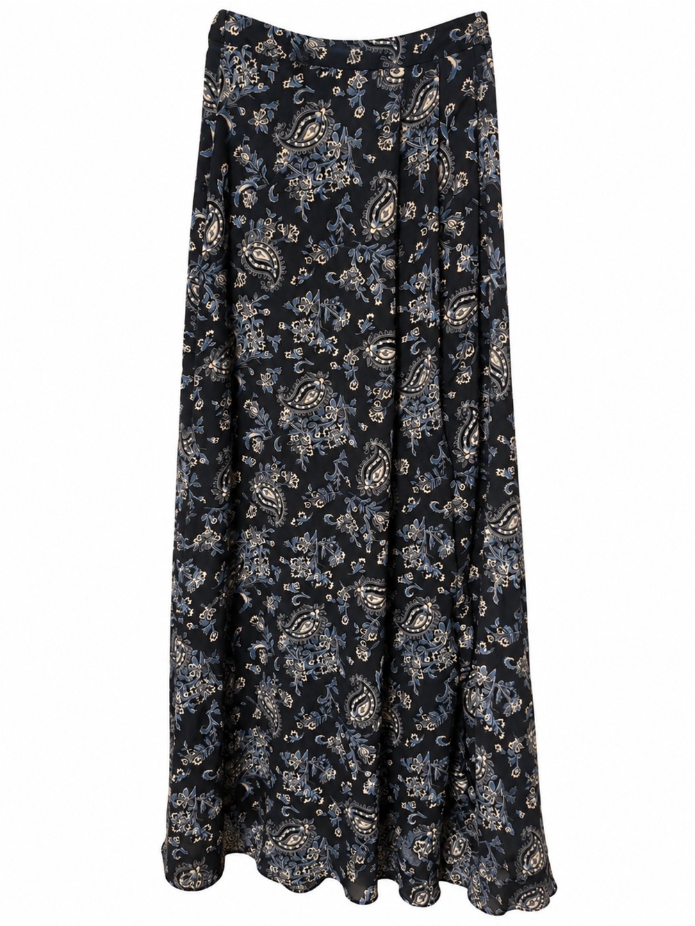 Abercrombie & Fitch Black Paisley Maxi Skirt with Blue and Cream Accents